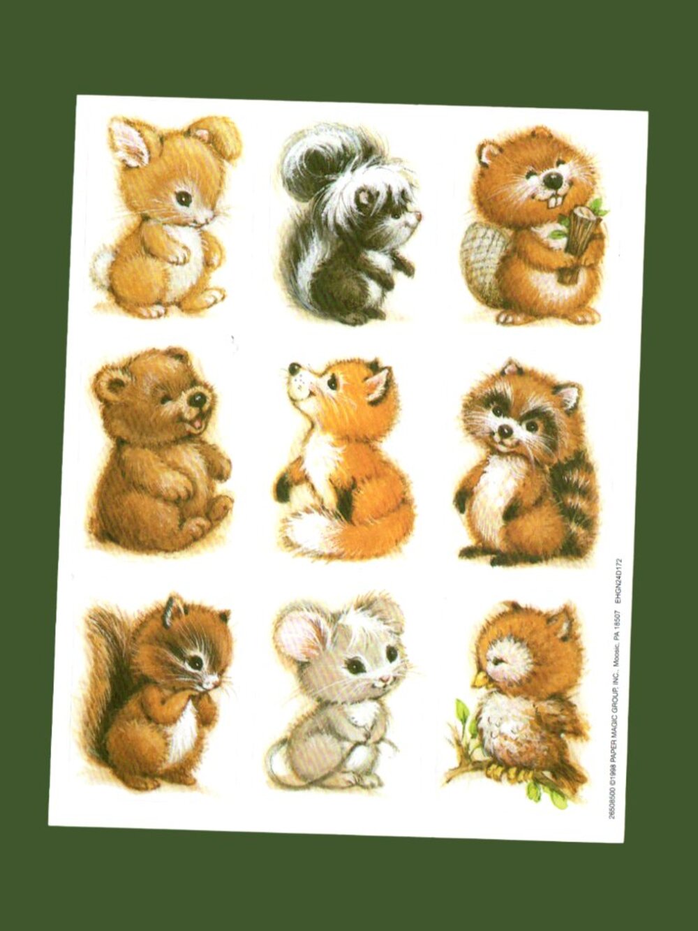 Paper Magic Group Woodland Baby Forest Animals 1990s Sticker Sheet
